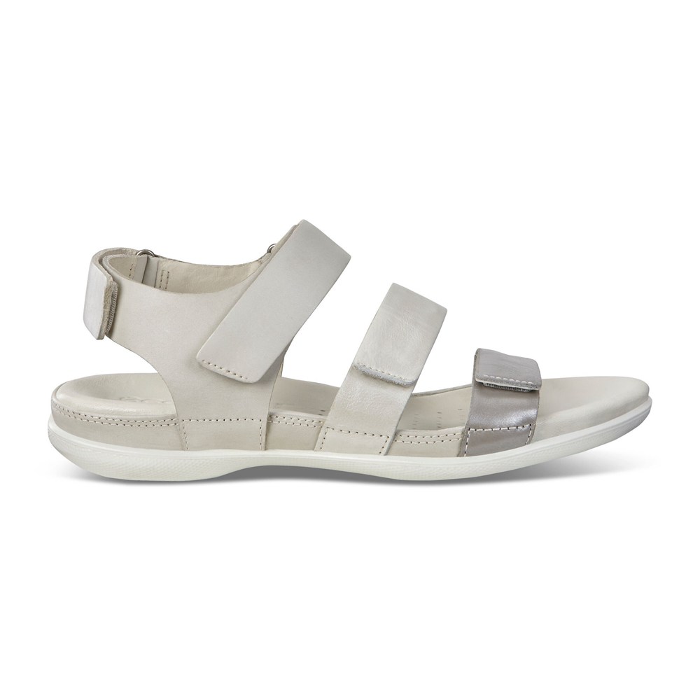 ECCO Womens Sandals White/Silver - Flash Flat - AZQ-301482